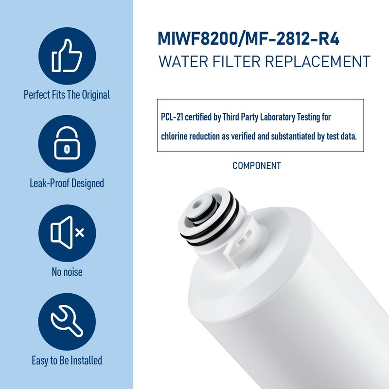 PERCOLA MIWF8200 Water Filter, Compatible with Midea® MIWF8200/MF-2812-R4 Water Filter,