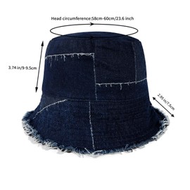 MILAKOO Women's Raw Trim Worn-Out Brushed Hole Tattered Bucket Hat Demin Cap for Unisex Fun Hats