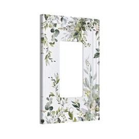 Sage Green Eucalyptus Leaves 1 Gang Single Rocker Decorative Light Switch Cover Electrical Wall Plates Farmhouse Receptacle Switchplate Faceplates for Bathroom Bedroom House