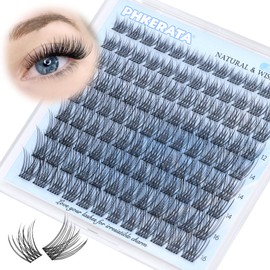 PHKERATA Wispy Lash Clusters Natural Eyelash Clusters 108 pcs Cluster Eyelash Extensions DIY Individual Lashes Clusters with Soft Lash Band, 10-16 mm