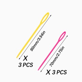 6 Pieces Plastic Sewing Needles, Embroidery Needles, Wool Needles, Knitting Needles, for Children's Crafts and Needle Projects