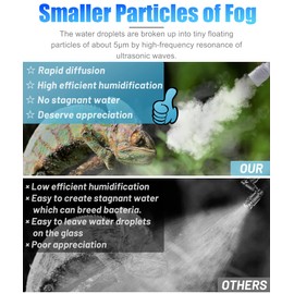 Top fill Reptile Fogger Terrariums Humidifier Fog Machine Mister with 4L Visible Large Tank & Extension Hoses, Suitable for Terrariums & Enclosures, Ideal for Reptiles/Amphibians/Herps/Vivarium/Moss
