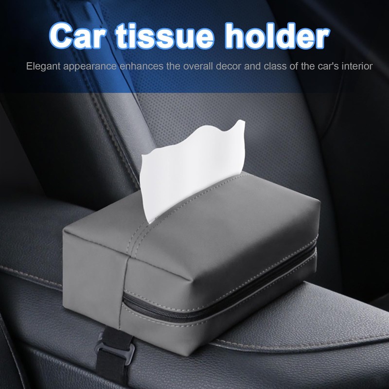 Car Tissue Holder, PU Leather Auto Sun Visor Tissue Box