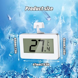 Pack of 3 Fridge Thermometers, Digital Fridge Thermometer with Easy-to-Read LCD Display, Fridge Thermostat for Freezer with Frost Alarm, Freezer Thermometer for Home, Kitchen