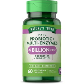 Probióticos con enzimas | 60 cápsulas | Apto para el estómago para hombres y mujeres | Sin OMG, sin gluten | por Natures Truth