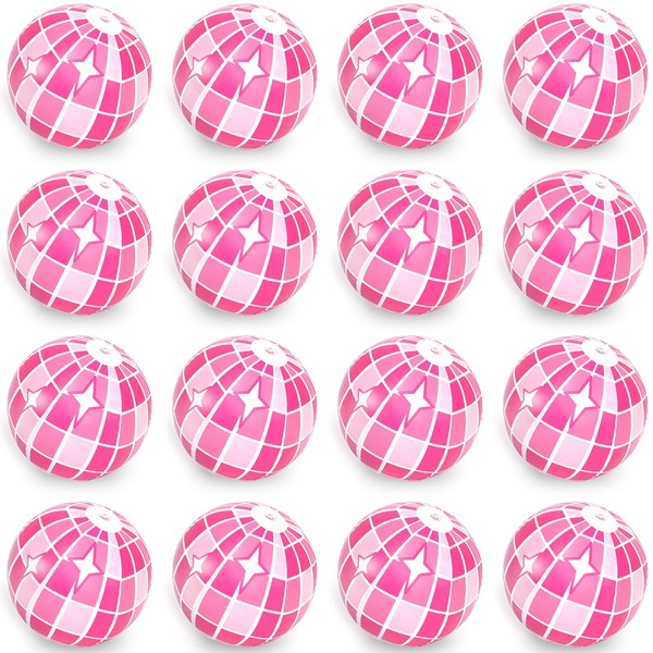 Whaline 16Pcs Disco Inflatable Beach Ball 16'' Pink Pool PVC