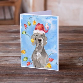 Christmas Lights Weimaraner Greeting Cards and Envelopes Pack of 8