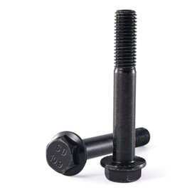 Joamang M12 x 60mm 5Pcs Flanged Hex Head Bolts, M12 x 1.75 Bolts, Flange Hexagon Head Screws, 10.9 Grade Alloy Steel, Black Oxide Finish, Metric Half Thread
