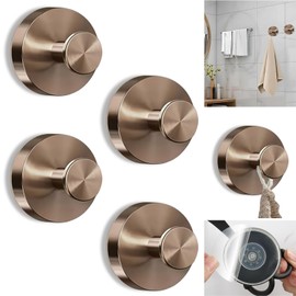 Boxonly No-Drill Suction Hooks, 2024 Upgraded Stainless Steel Waterproof Hooks for Bathroom, Shower, Kitchen, and Mirrors – Heavy Duty Towel Holders (Multipack, Rose Gold)