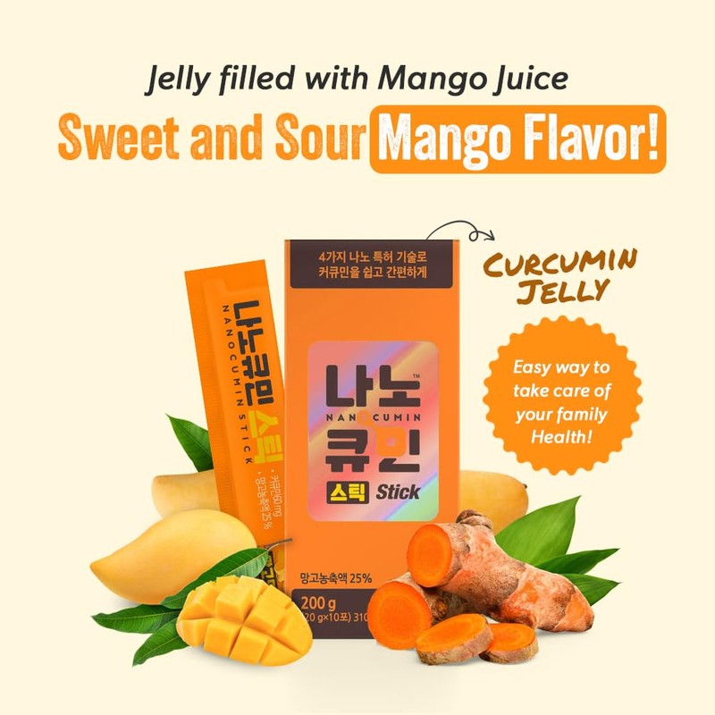 NANOCUMIN Turmeric Curcumin Jelly Stick 30ea, Mango Flavor - 60mg