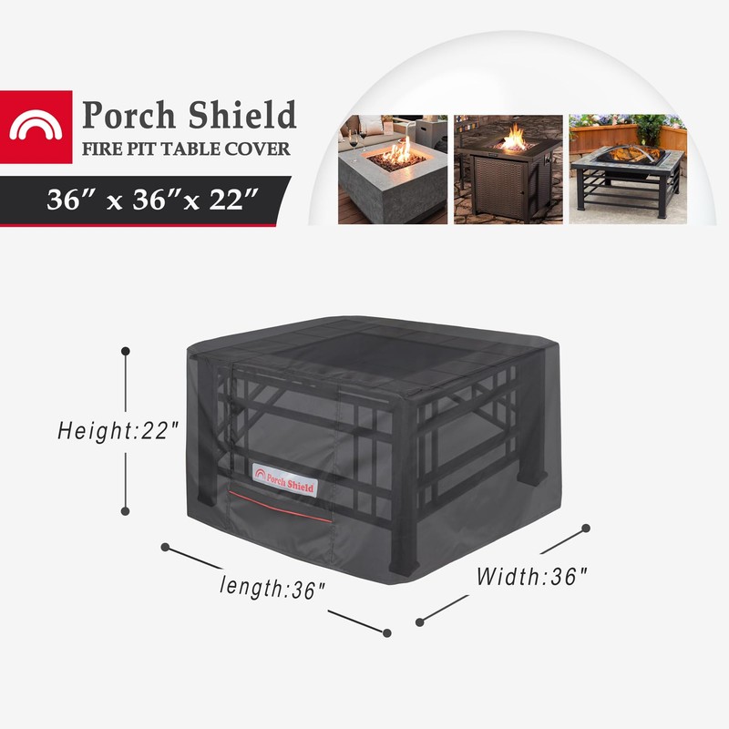Porch Shield Square Patio Fire Pit Cover Fade Resistant Waterproof