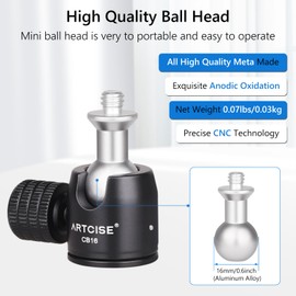 ARTCISE Mini Ball Head Small Ball Head with Cold Shoe Mount for DSLR Cameras, Monitor, Tripods, Monopods, Light Stands, Max Load 3kg, Pack of 2