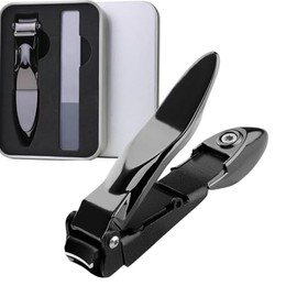 Nail Clipper, High Quality, 2025 Model Anti-Splash, Stainless Steel, High Quality, Curved Blade, Convenient for Personal Homes, Gunmeta, Premium Black, Popular for Everyday Use and Gift