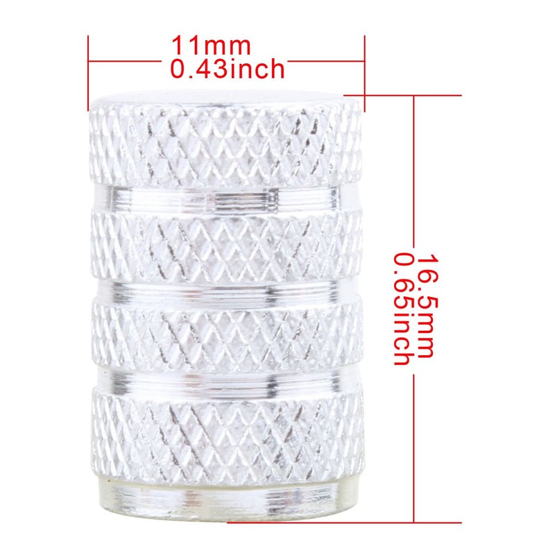 TOMALL Round Style Tire Valve Stem Caps Aluminum Silver Compatible