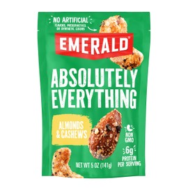 Emerald Nuts Absolutely Everything Almonds & Cashews (1-Pack) | 5oz Resealable Bag | Plant-Based Protein, Kosher Dairy Certified, Non-GMO | Contains No Artificial Preservatives, Flavors or Synthetic Colors
