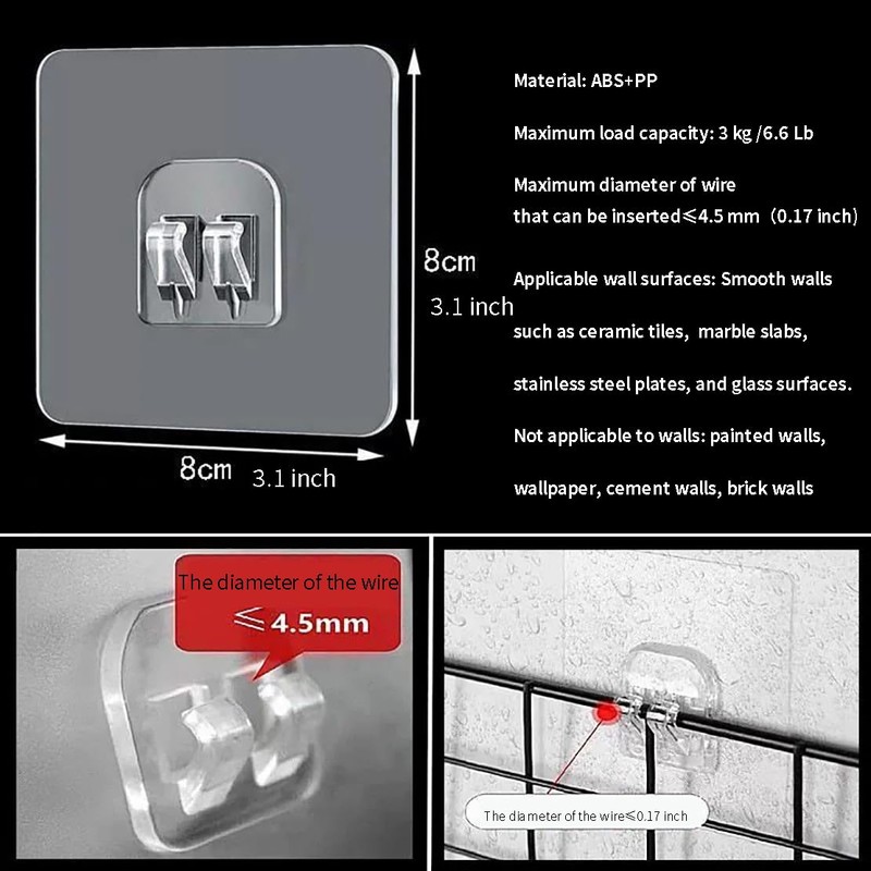 CARURLIFF Shower Caddy Adhesive Replacement Sticker,Self-Adhesive Pads for Metal Wire