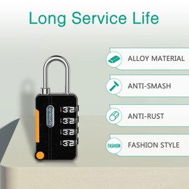 ORIA Combination Padlock, 2 Pack 4 Digit Padlock Waterproof Keyless, Resettable Luggage Locks for Backpack, Suitcase, Travel Bag, Briefcase, School Gym Locker, Hasp Storage, etc. (Black)