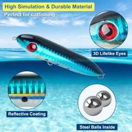 OROOTL Catfish Rigs Catfish Rattling Line Float Lures with Circle Hook Rigs for Catfishing 8/0 Santee Rig Catfish Float Rigs Catfishing Tackle Fishing Wire Leader with Snap Catfish Hook