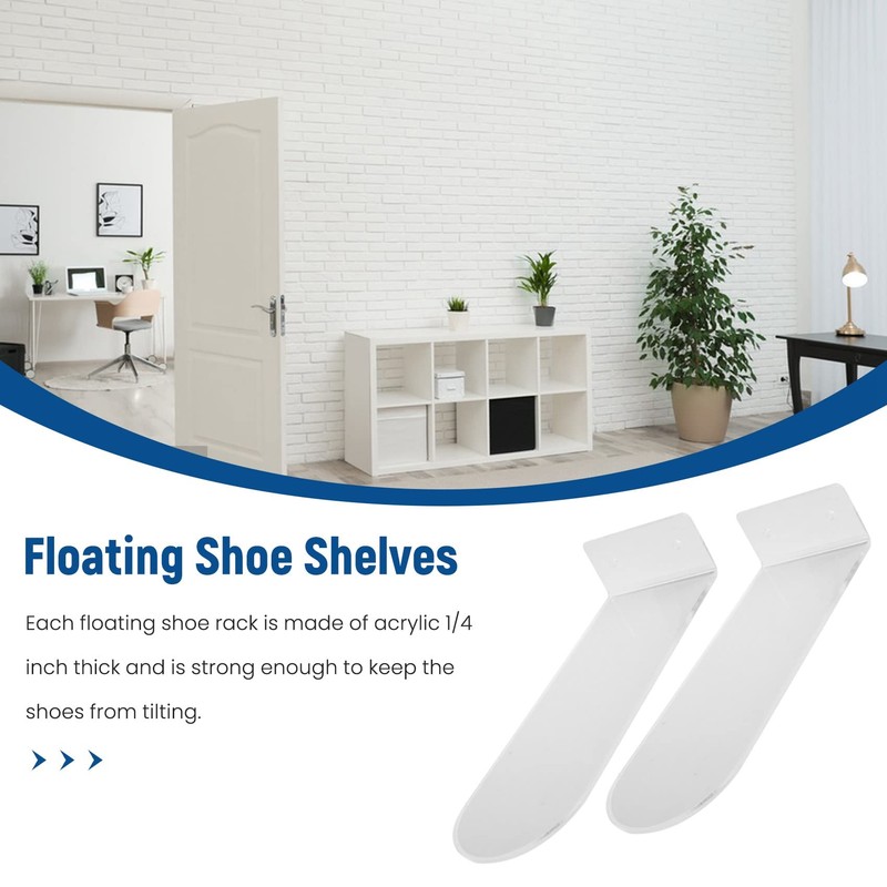 Hopbucan Floating Shoe Display Shelves for Wall Mount 8,Clear Acrylic