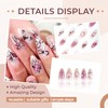 Pink Press on Nails Medium Almond Fake Nails with 3D