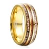 VAKKI 8mm Mens Rings Wood and Deer Antler Inlay Wedding