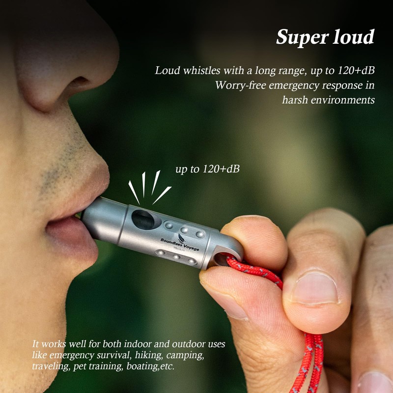 Boundless Voyage Titanium Whistle Emergency Survival Safety Whistles with Lanyard