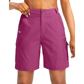 Viodia Women's 7" Hiking Cargo Shorts with Pockets Quick Dry Lightweight Shorts for Women Golf Casual Summer Shorts Pink