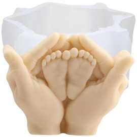 GLITZXFH Hand Hug Baby Foot Candle Silicone Mold Baby Feet Resin Casting Molds for Candle Making Home Decoration Aromatherapy Plaster Candles Polymer Clay Craft
