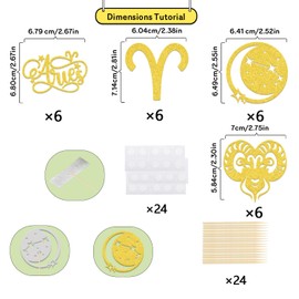 24Pcs Aries Cupcake Topper, Big Aries Energy Cupcake Topper, Aries Birthday Party Decorations, Zodiac Theme Baby Shower Birthday Anniversary Party Supplies Gold Glitter