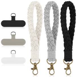 Ymapinc Phone Wrist Strap, 3 Pcs Cell Phone Keychain Wristlet Lanyard with Tether Tab Charm Anti-Loss Chain Universal Strap Keyring Holder Connector Patch for Women Men