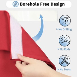 OutdoorLines Blackout French Door Curtains, Privacy Thermal Insulated Tie up Glass Shades, Easy to Install Tricia Window Shade, Small Front Door Curtain, W12 x L40 inch, Christmas Red, 1 Panel