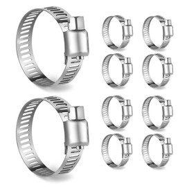 10PCS 304 Stainless Steel Hose Clips 16-25mm, Adjustable Jubilee Clamps for Washing Machine Car Garden, Leak-Proof Fittings for Hose Pipe Tube, Jubilee Clip Assorted Securing Hose Connections