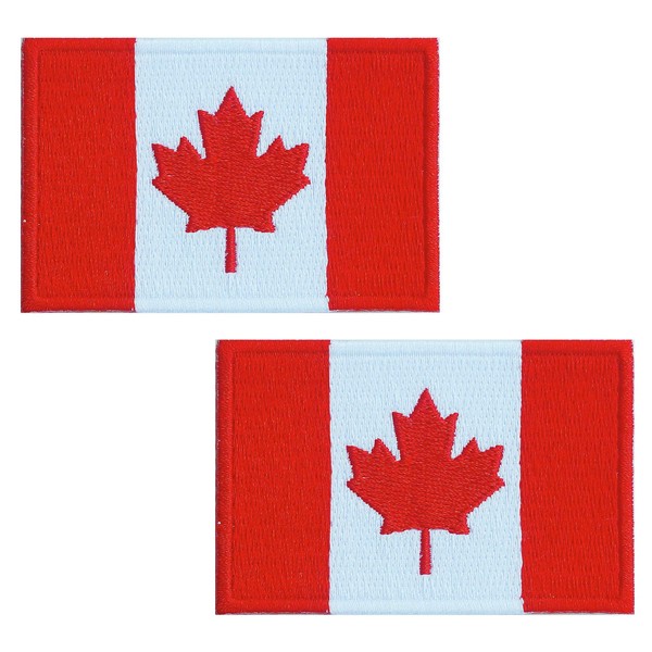 2 Pieces, Canada Flag Embroidered Iron on Patch Canadian Maple Leaf