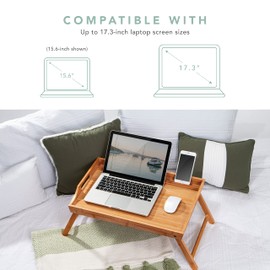 ROSSIE HOME Extra Large Bamboo Bed Tray, Lap Tray, Lap Desk with Phone Holder - Fits up to 17.3 Inch Laptops and Most Tablets - Natural - Style No. 78107