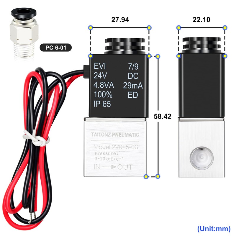 TAILONZ PNEUMATIC 1/8 Inch BSP 24V 2 Way Normally Closed