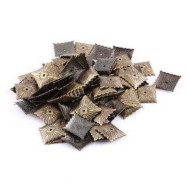 100 Pieces Upholstery Nails, Antique Brass Upholstery Tacks, Vintage Square Furniture Decorative Upholstery Studs Nails Pins Tacks, Bronze Thumb Tack Push Pins for Sofa Chair Bed(21 * 21mm)