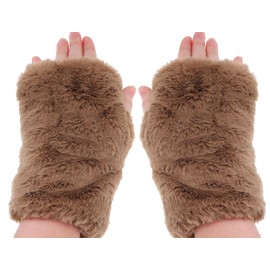 Newfancy Women Winter Furry Mittens Faux Fur Warm Soft Fingerless Half Finger Arm Warmer Gloves