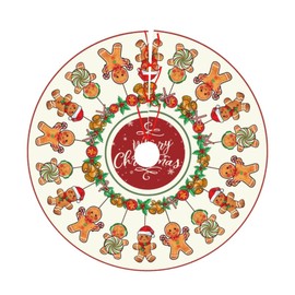 Gingerbread Christmas Tree Skirt - Candy Tree Skirt Xmas Tree Mat for Holiday Party Home Indoor 30 Inch