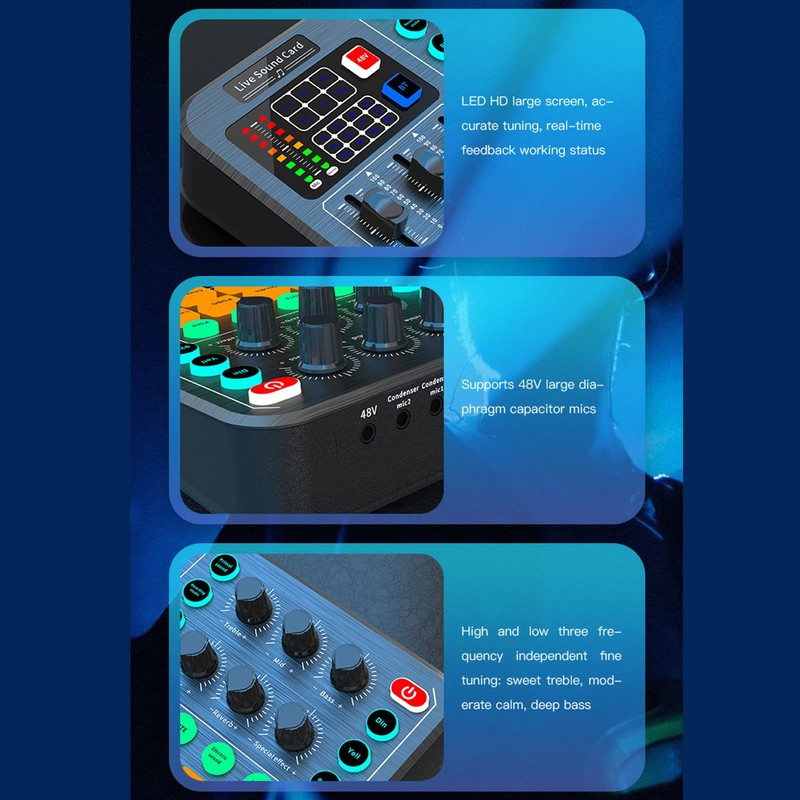 Live Sound Card, Bluetooth Professional Mini Audio Mixer Board with