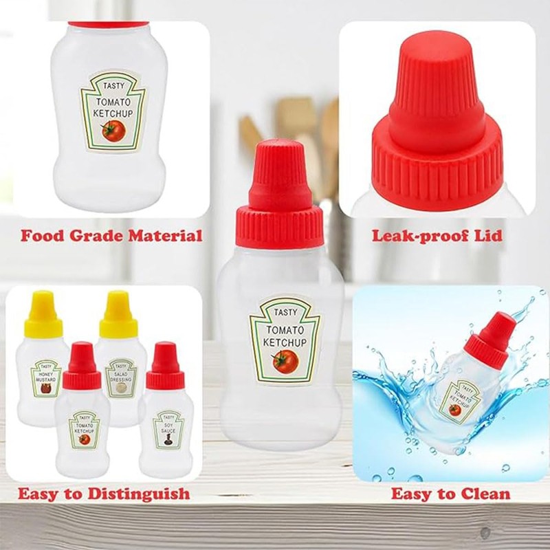 8 Pcs Mini Condiment Squeeze Bottles,23ml Condiment Squeeze Bottle,Plastic Portable