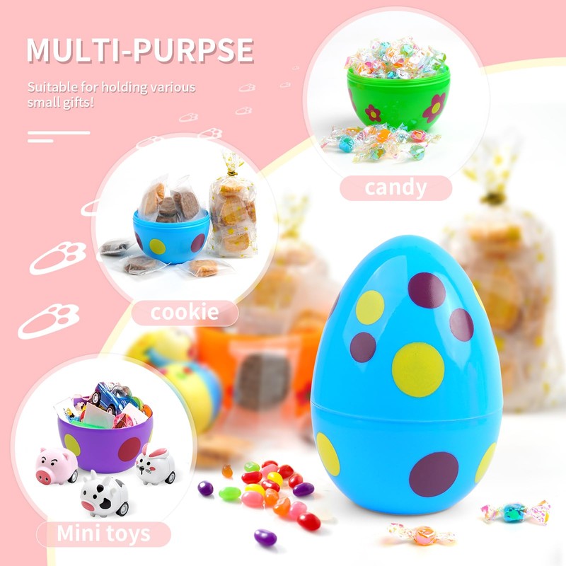 Easter Eggs for Filling, Plastic, Pack of 12, Coloured Printed