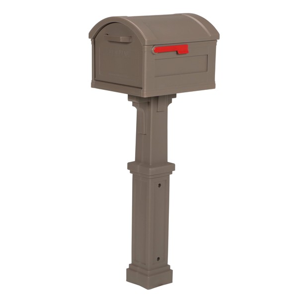 Architectural Mailboxes Grand Haven Plastic Mailbox and Post Kit, GHC40MAM, Mocha