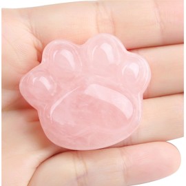 YATOJUZI Rose Quartz 1.5" Cat Paw Worry Stones for Anxiety Natural Crystals and Healing Stones Worry Stone Anxiety Relief Items Meditation Accessories Stress Relief Cat Gifts for Women Cat Lovers