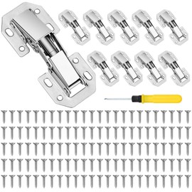 10 PCS 77×32.5mm Cabinet Hinges, 90 Degrees Soft Close Hinge, Kitchen Cupboard Hinges with 120 Screws and Double-Ended Screwdriver, Hinge for Cupboard Cabinet Wardrobe