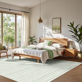 Sage Green Area Rug 6x9 Living Room Distressed Area Rugs, Non Slip Washable Rugs Large Moroccan Boho Farmhouse Rug for Bedroom Dining Room, Neutral Low Pile Indoor Floor Carpet