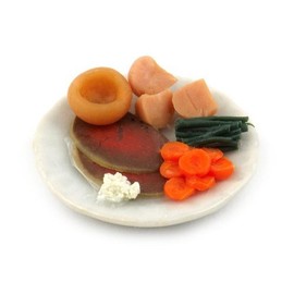 MyTinyWorld Dolls House Miniature Roast Beef, Potatoes and Veg