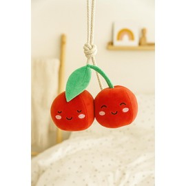 PMS 18cm Softling Cherries Plush Toy – Cute Red Fruit Soft Toy with Smiley Faces and Leaf – Fun Kawaii-Style Stuffed Toy for Kids, Gifts & Decor