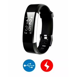 GMOT LETSCOM ID115PLUSHR BLKSmart Watch Wrstbnd Fitness Trckr Blood Prssur Heart Rate