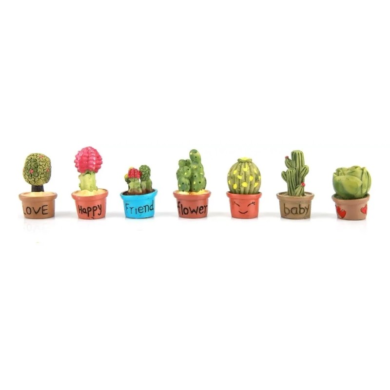 L 7pcs Pequeño Cactus Miniatura Suculentas Plantas Decora Z