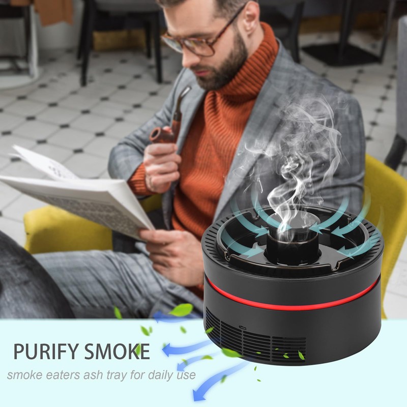 YOWOMTA Smokeless Ashtray Indoor,Multifunctional Air Purifier Ashtray with Filter,Smoke Eaters
